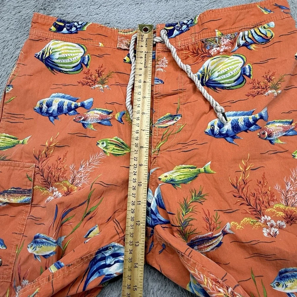 Vintage Polo Ralph Lauren swimming trunks Reef all over print Medium‎ Orange